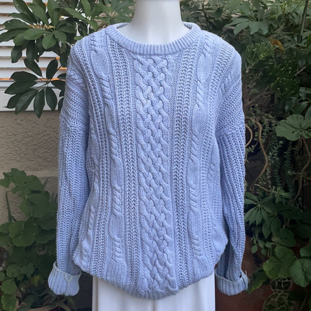 Vintage light lavender hand knitted cotton sweater